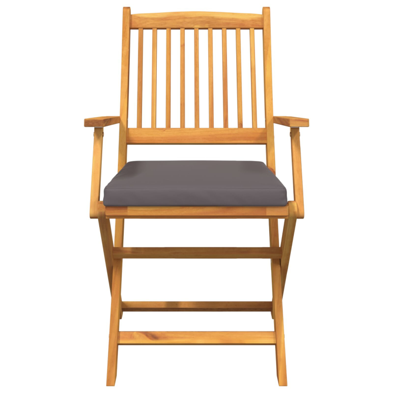 Klappgartenstühle mit grauem Kissen 8 Stück aus massivem Akazienholz