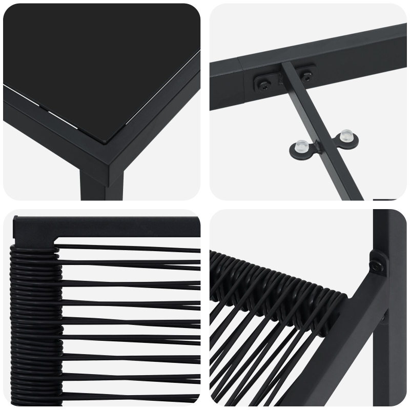 5-teiliges Garten-Esszimmer-Set Schwarz PVC-Rattan