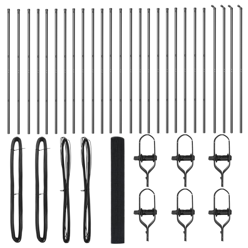 Geschweißter Drahtzaun mit 13 Pfosten Grau 1x50 m Stahl