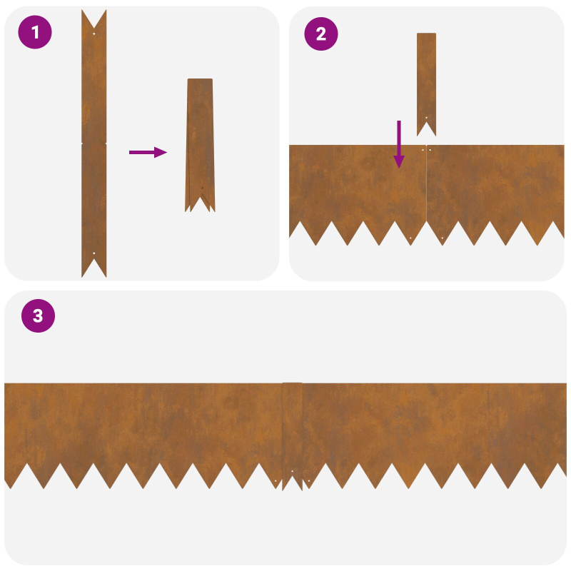 Rasenkanten 10 Stück 100x0.5x20 cm Verwitterter Stahl