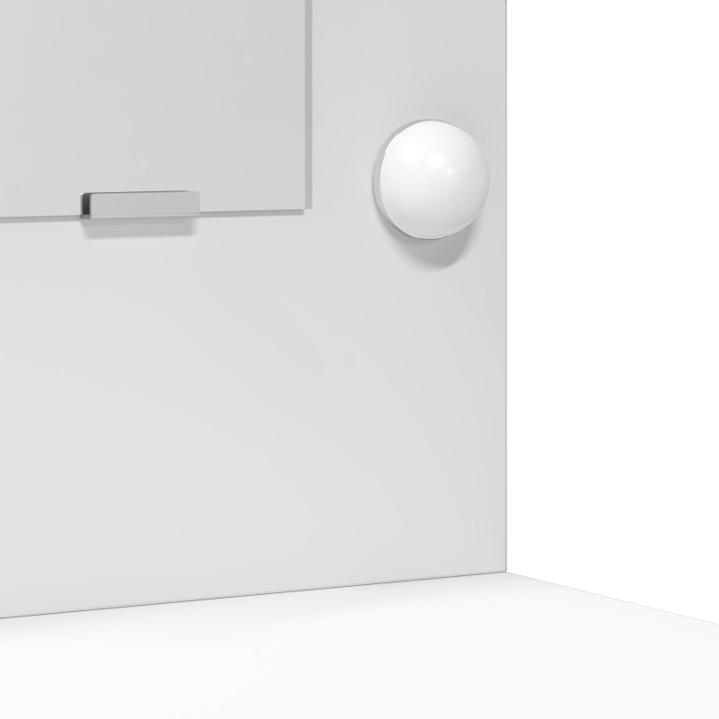 3-teiliges Frisiertisch-Set mit LED in weißem Holzwerkstoff