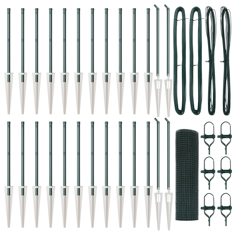 Geschweißter Drahtzaun mit 13 Erdspikes Grün 1x50 m Stahl