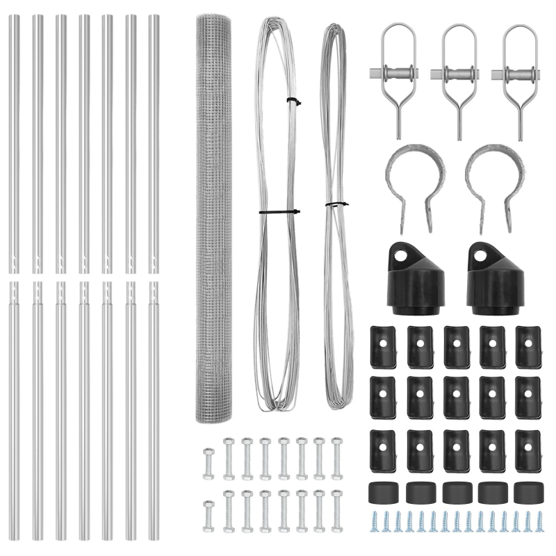 Schweißdrahtzaun mit 7 Pfosten 1,5 x 10 m Verzinkter Stahl