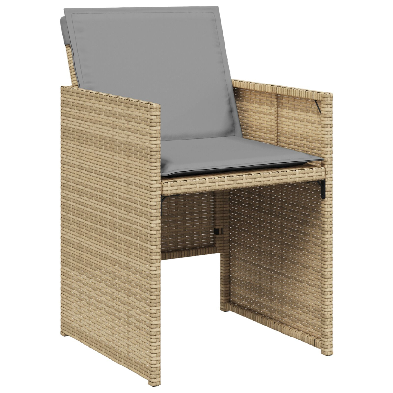 5-teiliges Garten-Esszimmer-Set mit Kissen Beige Poly Rattan