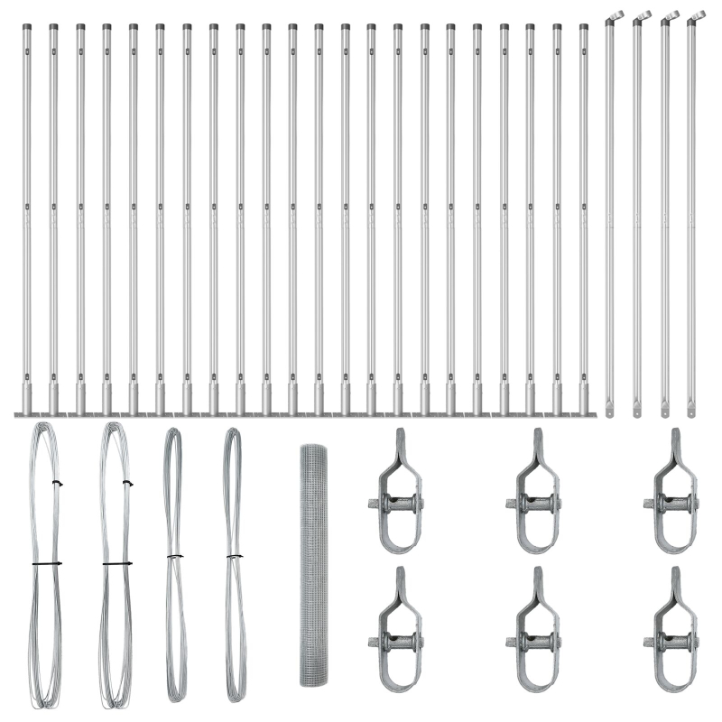 Schweißdrahtzaun mit 13 Flanschen Pfosten 1,2x50 m Verzinkter Stahl