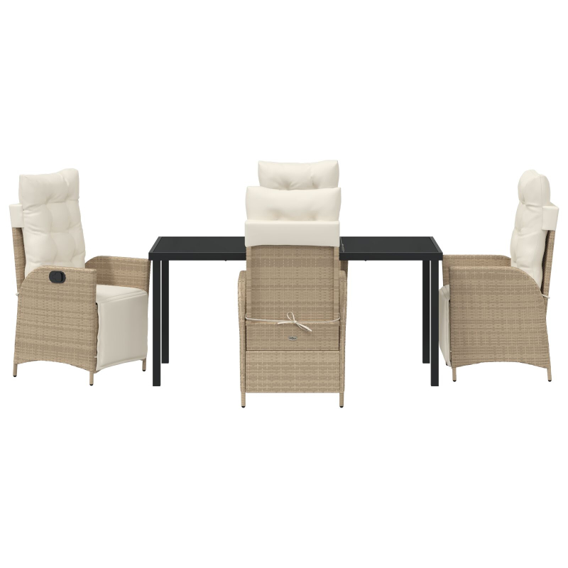 5-teiliges Garten-Esszimmer-Set Beige Poly-Rattan