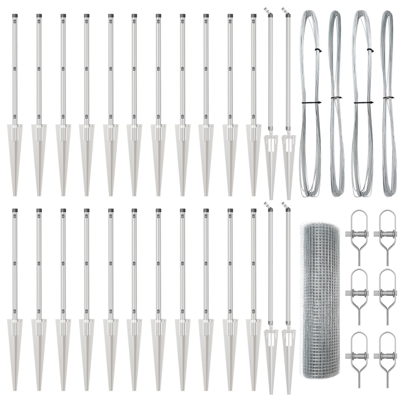 Geschweißter Drahtzaun mit 13 Stift-Elementen 1x50 m Verzinkter Stahl
