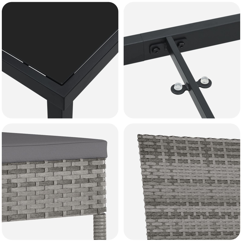 5-teiliges Garten Essmöbel Set Grau Poly-Rattan