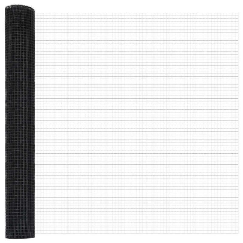 Schweißdrahtzaun mit 22 U-Pfosten Grau 1.4x25 m Stahl