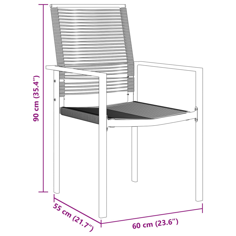 5-teiliges Garten-Esszimmer-Set Schwarz PVC-Rattan