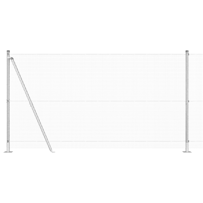 verzinkter Drahtzaun mit 13 Flanschpfosten 1,2x25 m verzinkter Stahl
