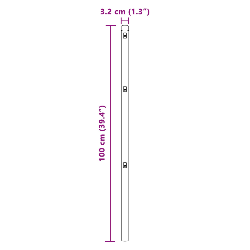 Zaunpfosten 26 Stück Ø32 mm 100 cm Galvanisiertes Stahl