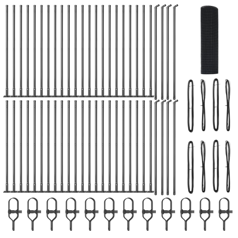 Schweißdrahtzaun mit 13 Flanschpfosten Grau 1x100 m Stahl