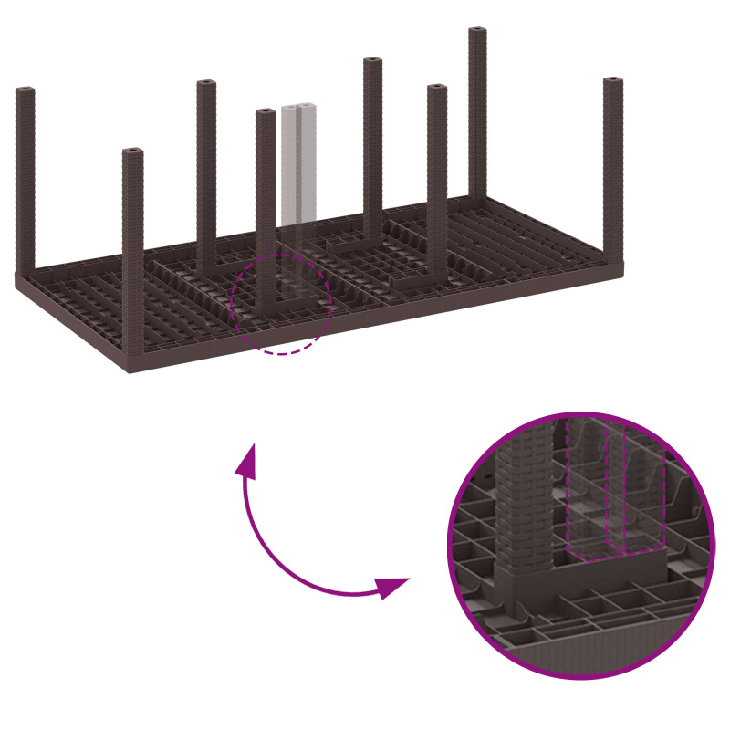 9-teiliges Garten Essgruppe mit Auflagen Braun Poly Rattan