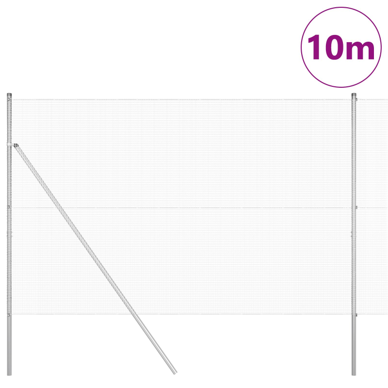 Schweißdrahtzaun mit 7 Pfosten 1,5 x 10 m Verzinkter Stahl