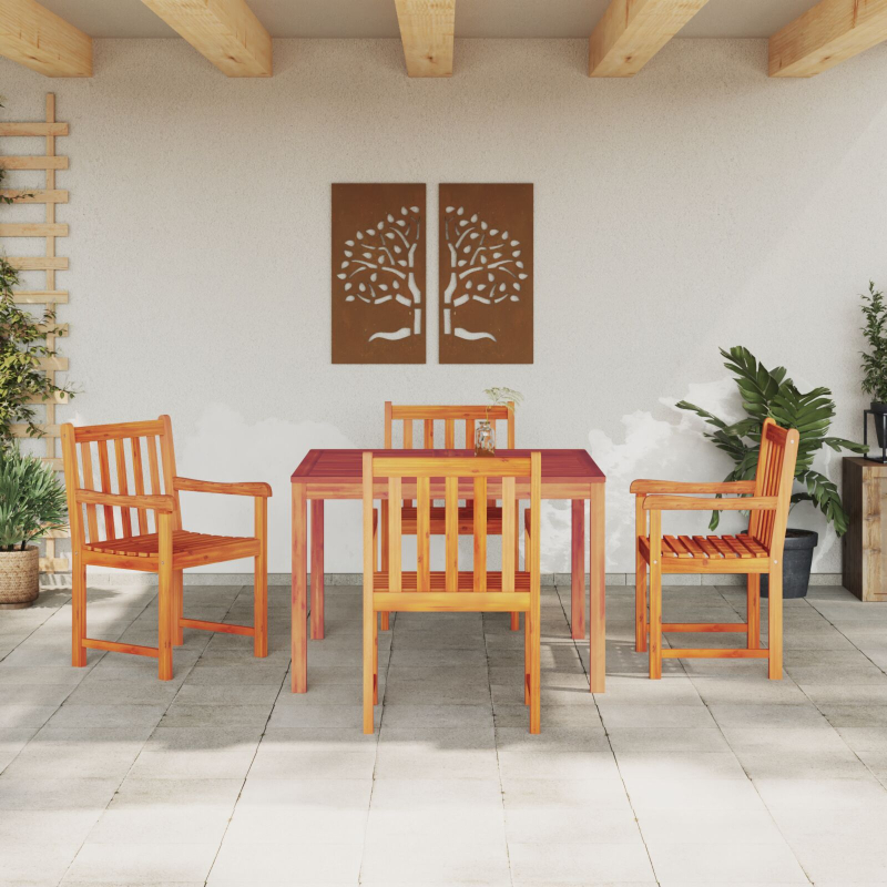 5-teiliges Garten-Esszimmer-Set aus solidem Akazienholz