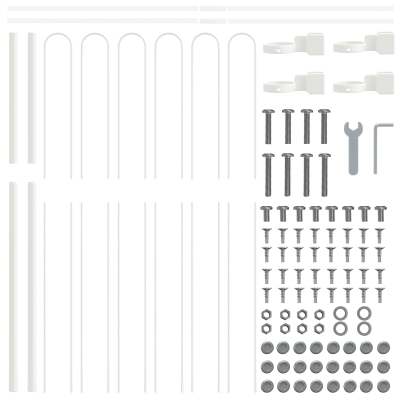 Gartenzaun mit Bogenoberkante Weiß 5,1x1,5 m aus Stahl