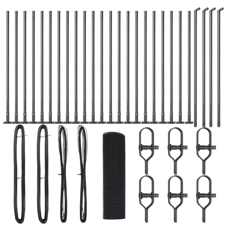 Schweißdrahtzaun mit 13 Flanschpfosten Grau 1x50 m Stahl