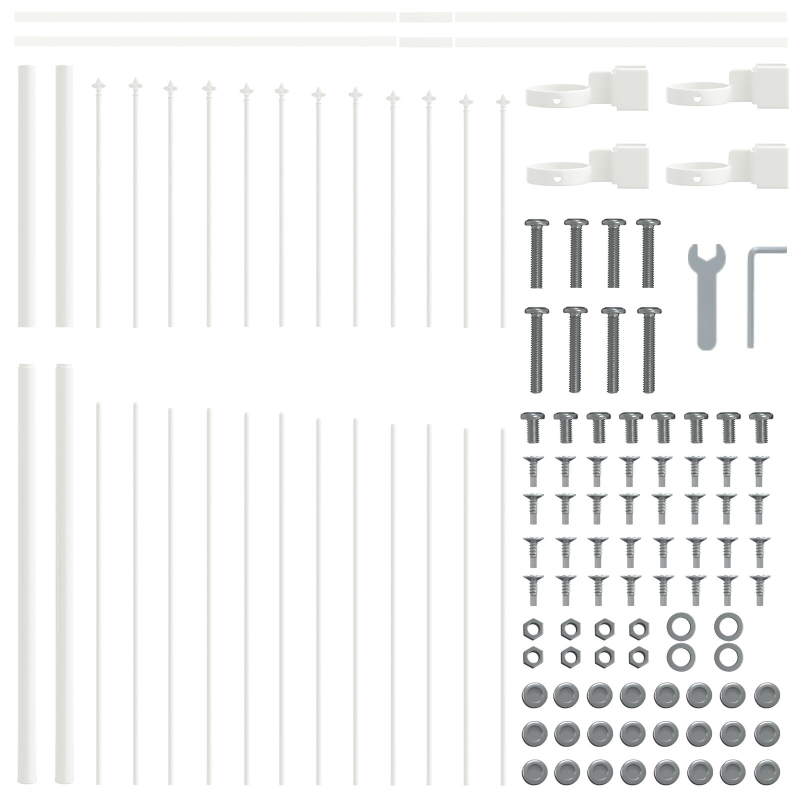 Gartenzaun mit Bogenoberteil Weiß 5,1x1,25 m aus Stahl