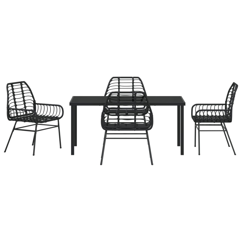 5-teiliges Gartentisch-Set Schwarz Poly Rattan