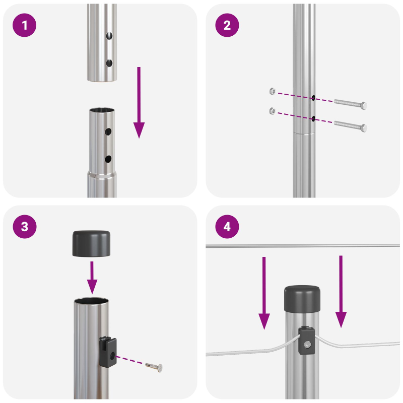 Zaunpfosten 26 Stück Ø32 mm 210 cm galvanisierter Stahl