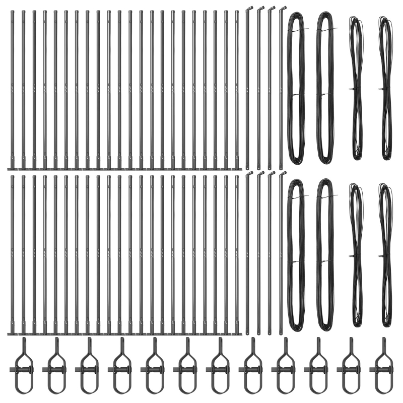 Zaunpfosten Set mit 104 Grau Pulverbeschichteter Stahl