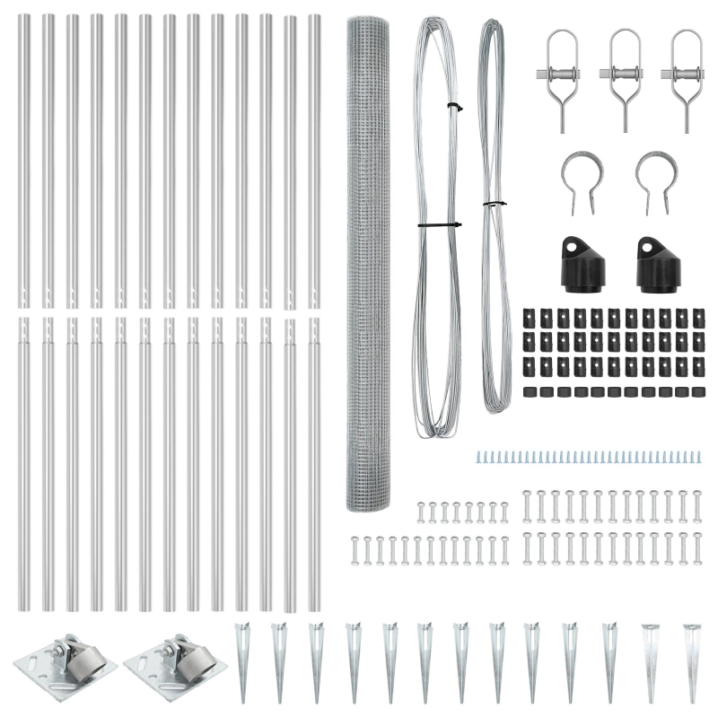Schweißdrahtzaun mit 13 Spike-Pfosten 1.6x25 m aus verzinktem Stahl