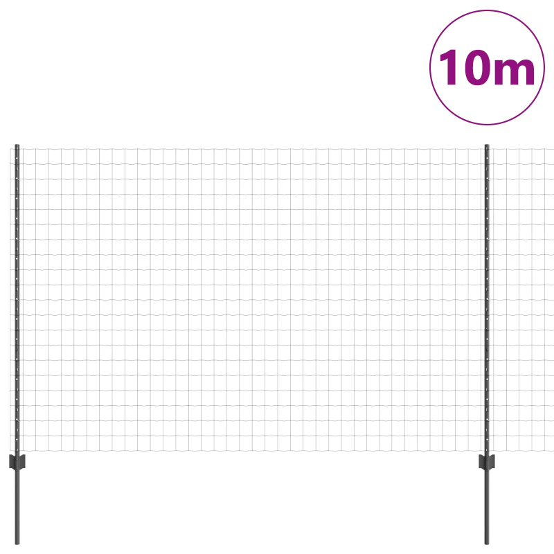 Euro Zaun mit 10 U Pfosten Grau 1,5x10 m Stahl