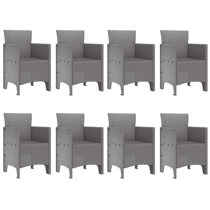 9-teiliges Garten-Essset Grau Poly-Rattan