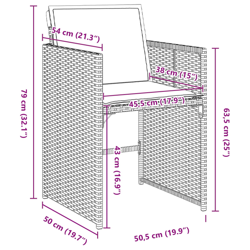 5-teiliges Garten-Essstuhlset mit Kissen Beige Poly-Rattan