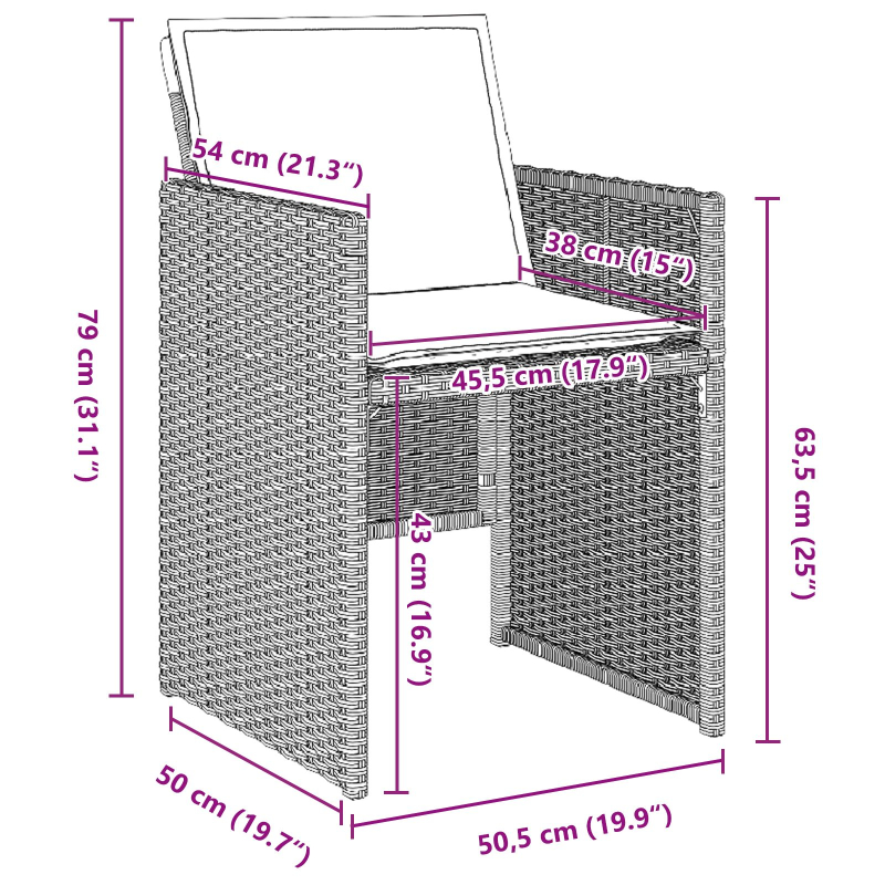 5-teiliges Garten Essset mit Kissen Hellgraues Poly Rattan