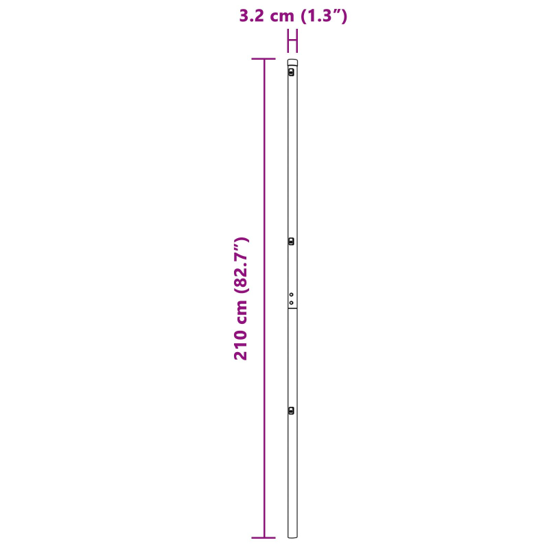 Zaunpfosten 52 Stück Grau Ø32 mm 210 cm Verzinkter Stahl
