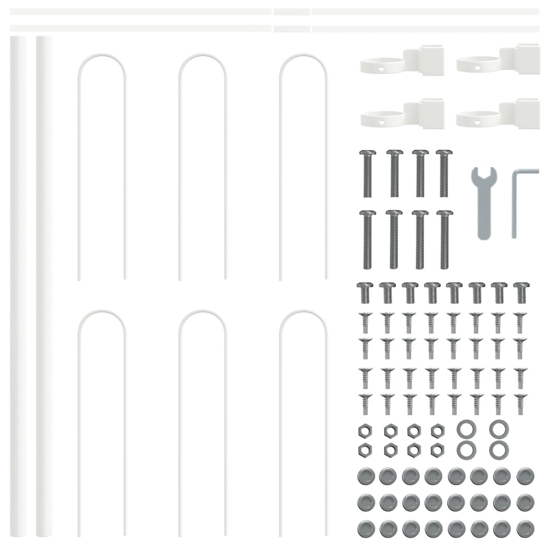 Gartenzaun mit Bogenoberseite, weiß, 5,1 x 0,6 m, Stahl