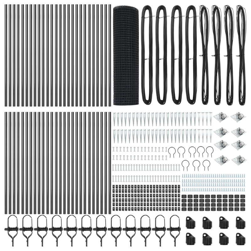 Schweißdrahtzaun mit 13 Spike-Posts Grau 1x100 m Stahl