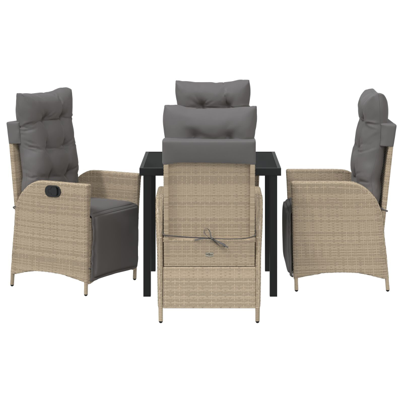 5-teiliges Garten-Dining-Set Beige Poly-Rattan