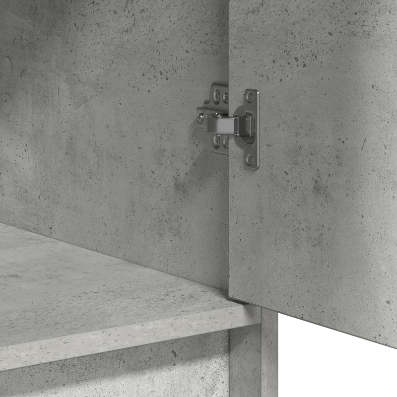 3-teiliges Schminktisch-Set mit LED in Beton Grau aus Holzwerkstoff