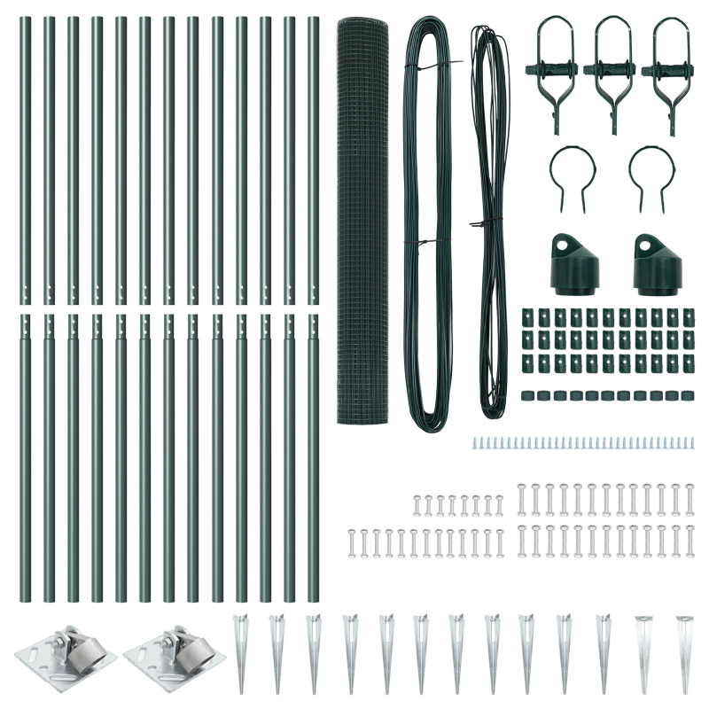 Geschweißter Drahtzaun mit 13 Spike-Pfosten Grün 1,4x25 m Stahl