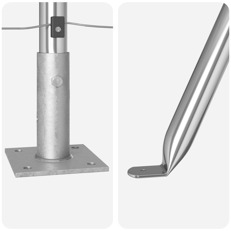 Zaunpfosten Set mit 52 Verzinkter Stahl 3,2 x 3,2 x 90 cm Robust