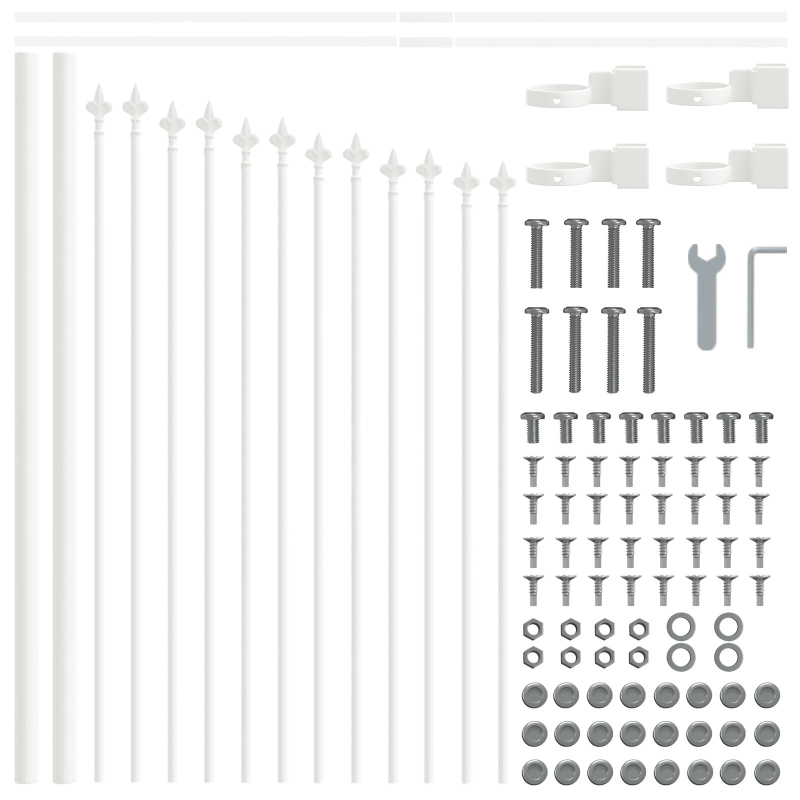 Gartenzaun mit Runddach, Weiß, 6,8 x 0,75 m, Stahl
