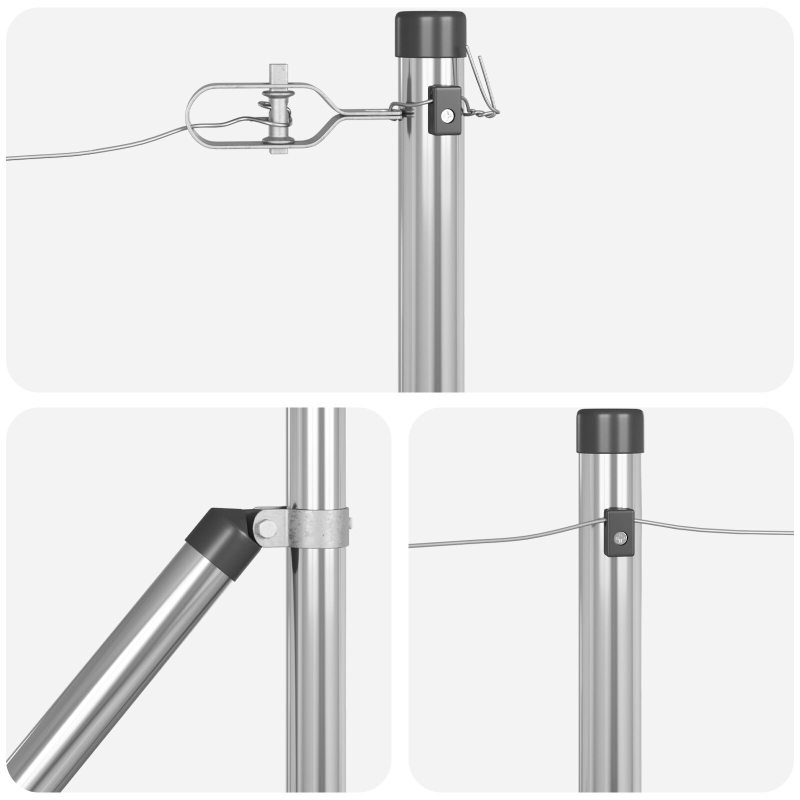 Zaunpfosten mit Spike 52 Stück Ø32 mm 120 cm verzinkter Stahl