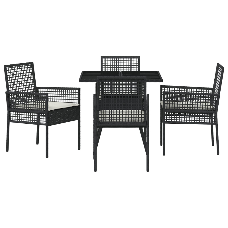 5-teiliges Garten Essgruppe Schwarz Poly-Rattan
