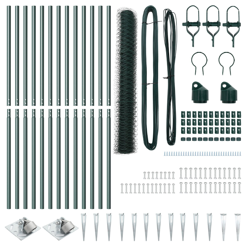 Zaun-Set Set mit 2 Forstgrün Pulverbeschichteter Stahl 25 x 1 m