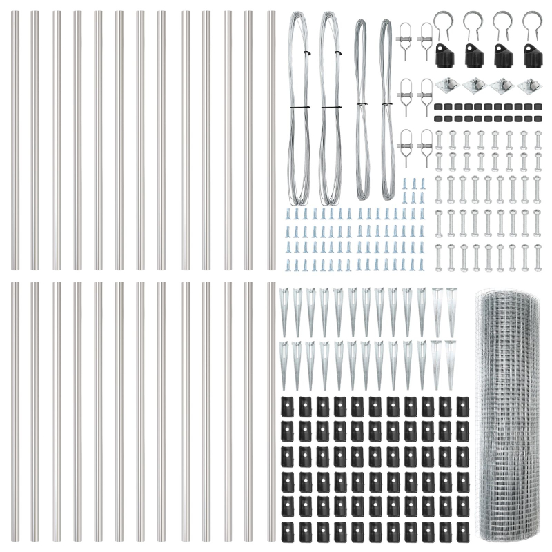 geschweißter Drahtzaun mit 13 Spike-Pfosten 0,5 x 50 m verzinkter Stahl
