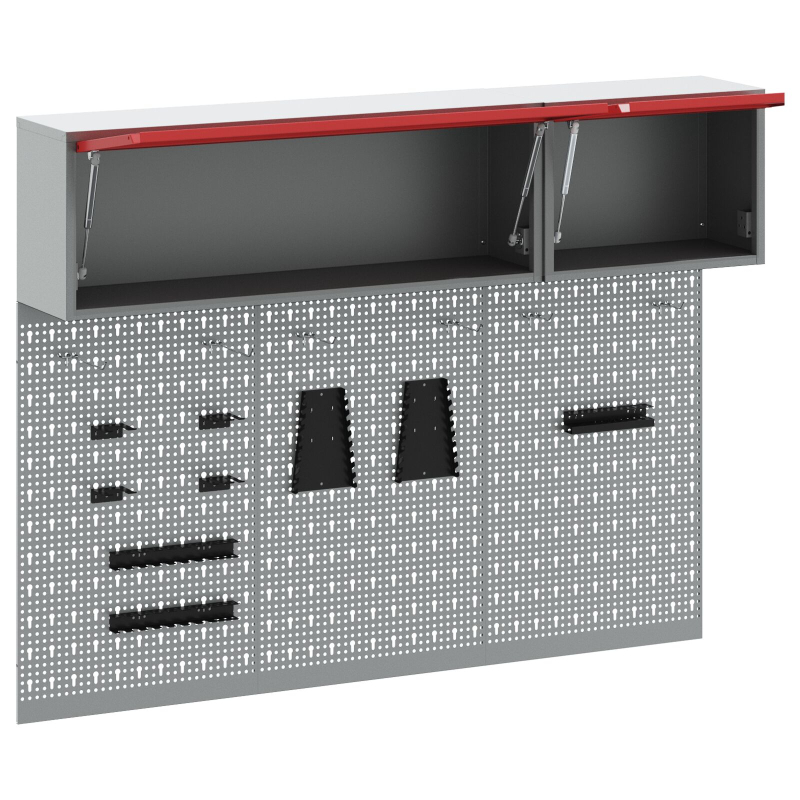 5-teiliges Werkzeugschrank- und Wandpaneel-Set aus rotem Metall