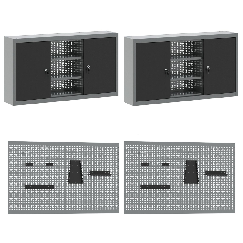 10-teiliges Werkbank-Set aus schwarzem Stahl