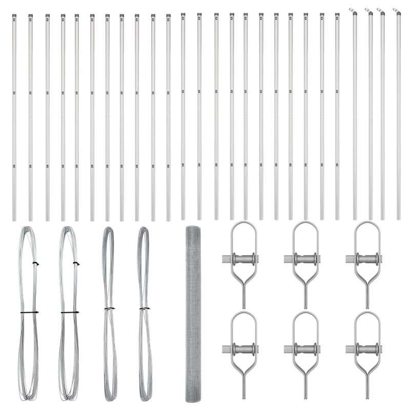 Geschweißter Drahtzaun mit 13 Pfosten 1.5x50 m Verzinkter Stahl