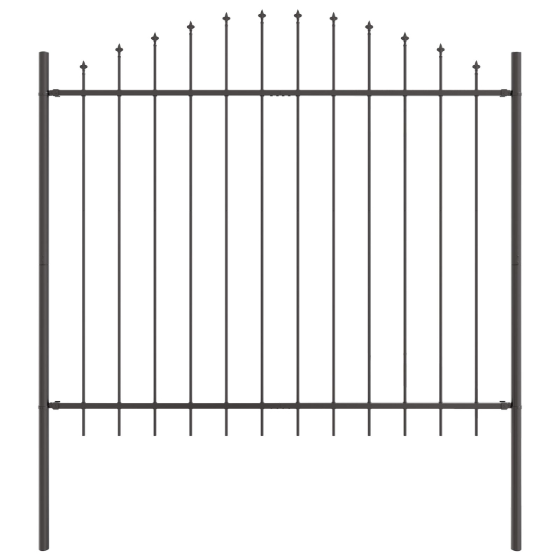 Gartenzaun mit Bogenoberteil Grau 8,5x1,5 m Stahl