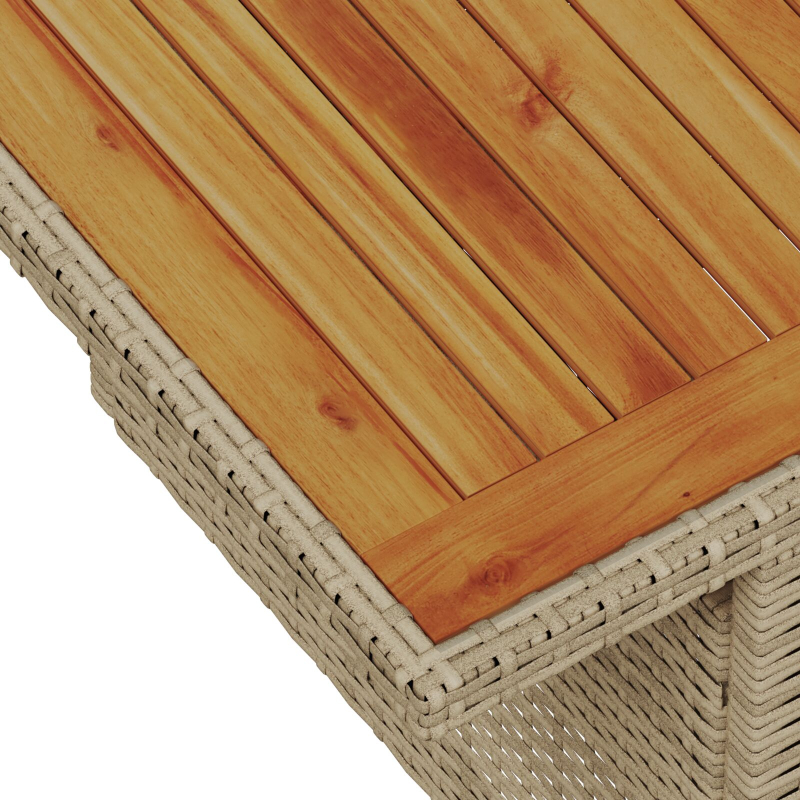 6-teilige Garten Esszimmer Set mit Kissen Beige Poly Rattan Akazie