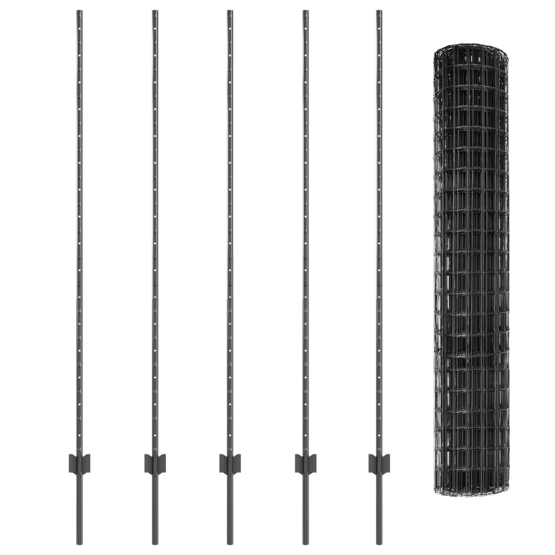 Euro Zaun mit 10 U Pfosten Grau 1,5x10 m Stahl