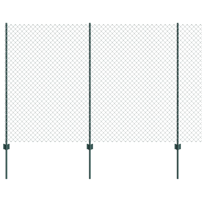 Kettenzaun mit 10 U-Stützen Grün 1,6x10 m Stahl